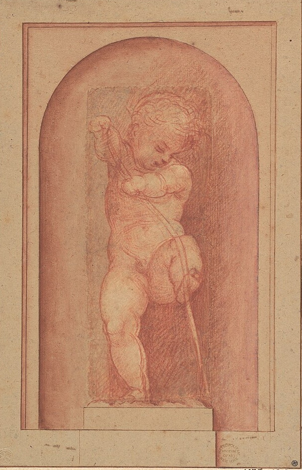 Putto che piega un arco